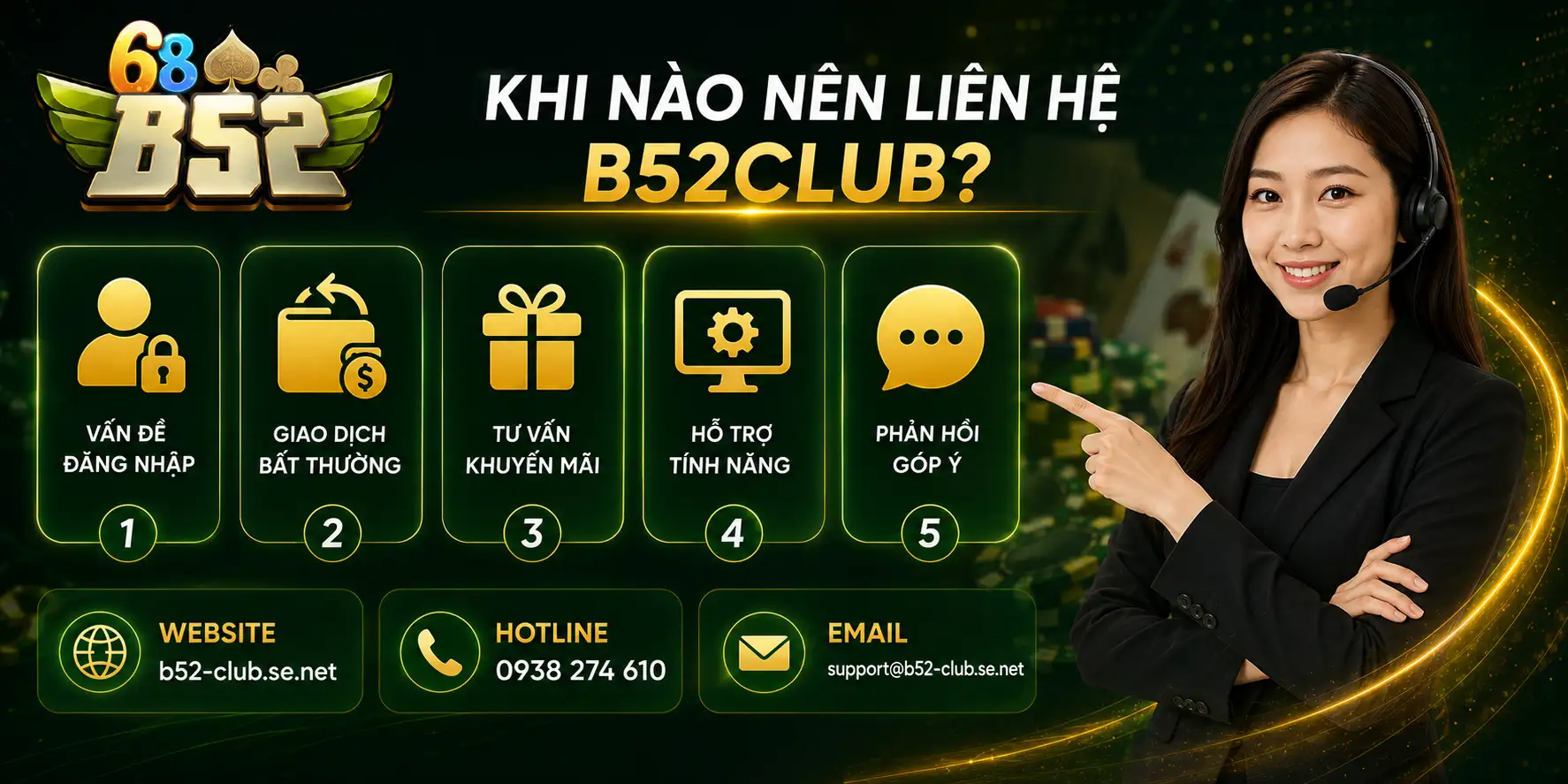 Liên hệ B52Club | Kết Nối Dễ Dàng - CSKH Chuyên Nghiệp 24/7 Những trường hợp nên chủ động liên hệ B52Club